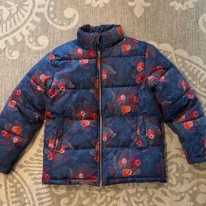 Sundance Women’s Floral Puffer Jacket - Blue and Red, Medium